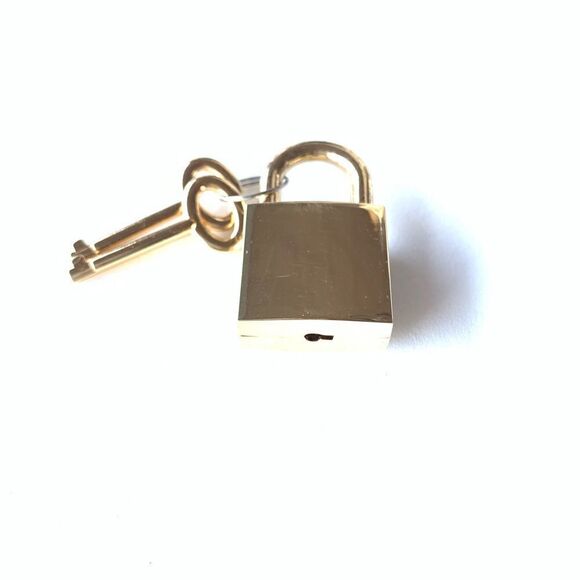 Pave crystal polished brass lock with 2 keys 1.5” x 1” modern Gothic purse - Picture 3 of 4